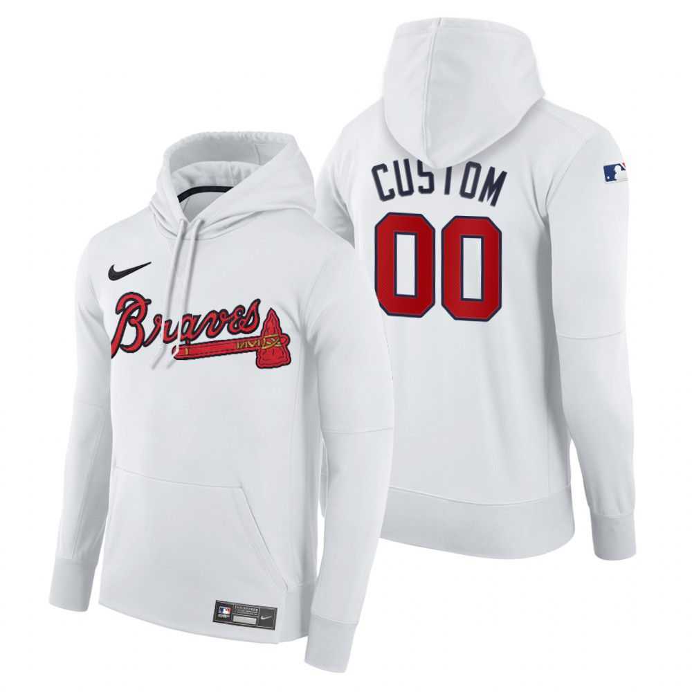 Men Atlanta Braves 00 Custom white home hoodie 2021 MLB Nike Jerseys